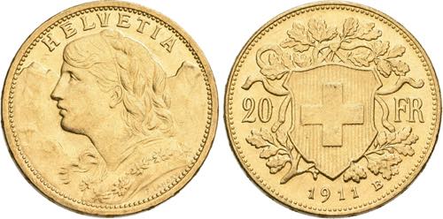 SCHWEIZ   Bern.20 Franken 1911 B ... 