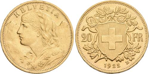 SCHWEIZ   Bern.20 Franken 1922 B ... 