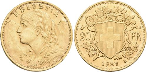 SCHWEIZ   Bern.20 Franken 1927 B ... 