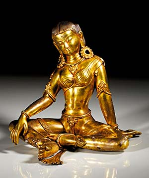 Sitzende Statue der Parvati. Vergoldtete ... 