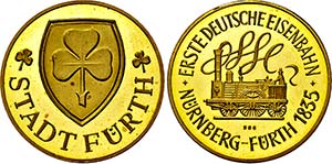 FÜRTH, STADT   Goldmedaille o.J. (1985; 986 ... 