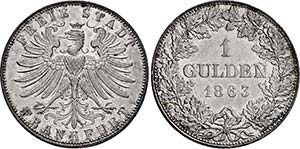 FRANKFURT, FREIE REICHSSTADT   1 Gulden 1863 ... 