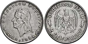 Stuttgart.2 Reichsmark 1934 F und J. 359. 5 ... 