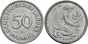 Karlsruhe.50 Pfennig 1950 G.



 J. 379. ... 