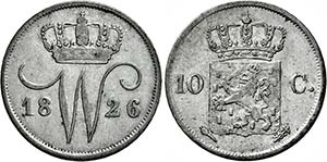 Willem I. 1815-1840, Utrecht.10 Cents 1826 . ... 