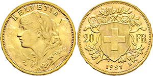Bern.20 Franken 1927 B (900 fein).



 ... 