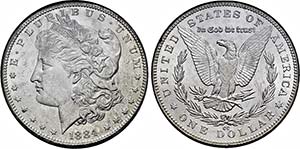 Carson City.Morgan Dollar 1884 CC. In ... 