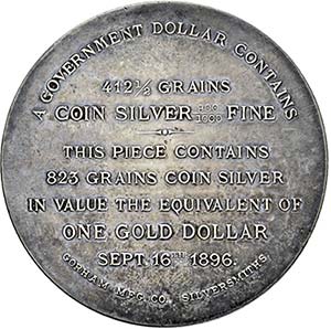 Einseitige Medaille 1896 . Sog. Silver ... 