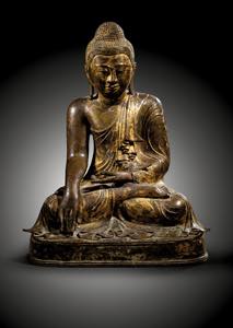 Sitzende Statue des Buddha Sakyamuni. Bronze ... 