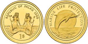 PALAU   1 Dollar 1998 (999 fein) Marine Life ... 