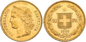 SCHWEIZ   Bern.20 Franken 1895 B (900 fein). ... 