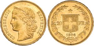 SCHWEIZ   Bern.20 Franken 1896 B (900 fein). ... 