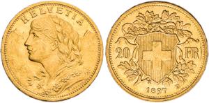 SCHWEIZ   Bern.20 Franken 1897 B (900 fein). ... 