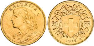 SCHWEIZ   Bern.20 Franken 1912 B (900 fein). ... 