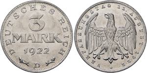 WEIMARER REPUBLIK   München.3 Mark 1922 D ... 