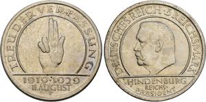 WEIMARER REPUBLIK   5 Reichsmark 1929 A, D, ... 