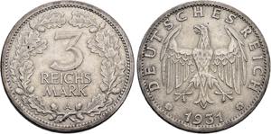 WEIMARER REPUBLIK   Berlin.3 Reichsmark 1931 ... 