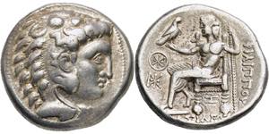 Tetradrachme. Herakleskopf mit Löwenfell r. ... 