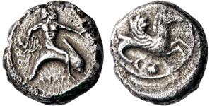 Didrachme. 510-450. Delphinreiter r., in der ... 