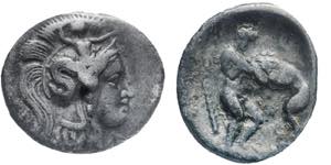 Diobol. 380-344. Athenakopf mit attischem ... 