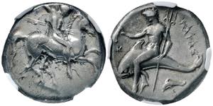 Didrachme. 325-281. Reiter r. mit Schild und ... 