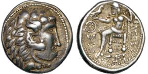Tetradrachme. Herakleskopf mit Löwenfell r. ... 
