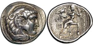 Tetradrachme. Herakleskopf mit Löwenfell r. ... 