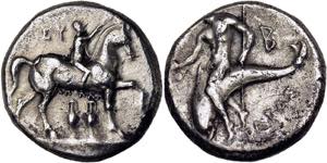 Didrachme. 281-272. Jugendlicher Reiter r., ... 