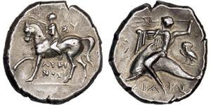 Didrachme. 272-235. Reiter l. bekränzt sein ... 