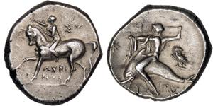Didrachme. 272-235. Reiter l. bekränzt sein ... 