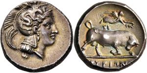 Stater. 4. Jh. v. Chr. Athenakopf mit ... 