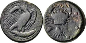 AE-Hemilitron. 415-406. Adler steht r. mit ... 