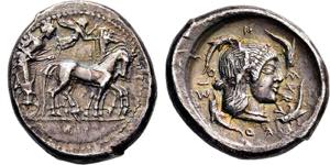 Tetradrachme. 485-479. Quadriga mit ... 