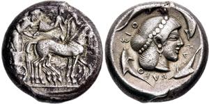 Tetradrachme. 485-479. Quadriga mit ... 