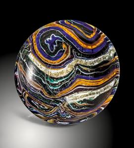 Kleine Schale aus Goldbandglas. Blaue, ... 