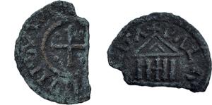 Lothar I. 840-855, Aachen.Denier o.J. Kreuz, ... 