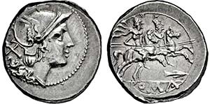 Südöstliches Italien.Denar. 209 v. Chr. ... 