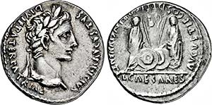 AUGUSTUS. 27-14, Lugdunum.Denar. ... 