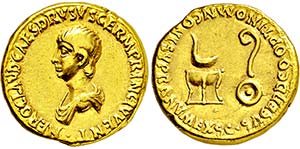 NERO. 54-68, Als Caesar.Aureus. NERO CLAVD ... 
