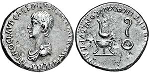 NERO. 54-68, Als Caesar.Denar. Drapierte ... 