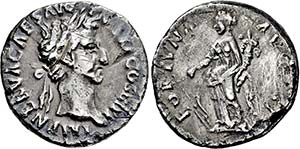 NERVA. 96-98, Denar. Belorbeerter Kopf r. ... 