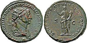 TRAIANUS. 98-117, Dupondius. Drapierte ... 