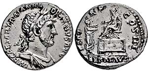 HADRIANUS. 117-138, Denar. Belorbeerte und ... 