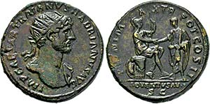 HADRIANUS. 117-138, Dupondius. Drapierte ... 