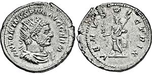 CARACALLA. 198-217, Antoninian. Drapierte ... 