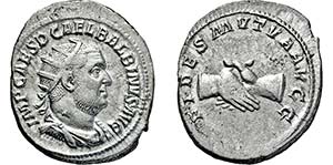 BALBINUS. 238-, Antoninian. Drapierte und ... 
