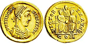 THEODOSIUS I. 379-395, Mediolanum.Solidus. ... 