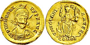 HONORIUS 393-423, Constantinopel.Solidus. ... 
