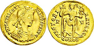 VALENTINIANUS III. 425-455, Ravenna.Solidus. ... 