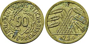 Berlin.50 Reichspfennig 1924 A (Entwurf ... 